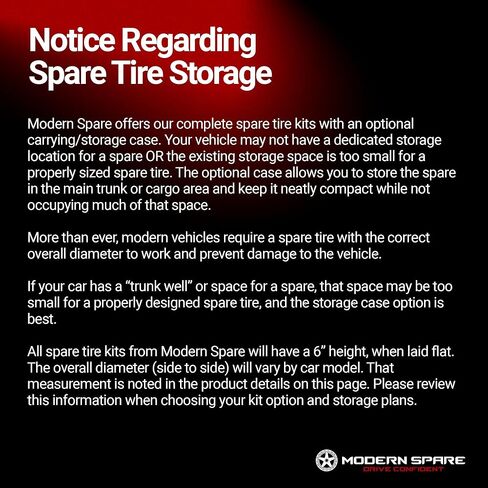 Complete Compact Spare Tire Kit - Fits 2015-2024 Mercedes GLC (All Except AMG 63 Models) – Modern Spare in Saudi Arabia