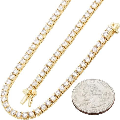 14K Yellow/White/Rose/Black Gold Finish AAA Cubic Zirconia 3-6MM Tennis Chain Necklace Bracelet For Women & Men 6.5″-30″ in Saudi Arabia