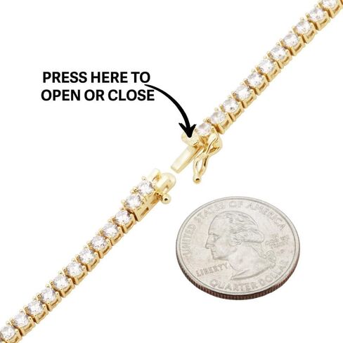 14K Yellow/White/Rose/Black Gold Finish AAA Cubic Zirconia 3-6MM Tennis Chain Necklace Bracelet For Women & Men 6.5″-30″ in Saudi Arabia