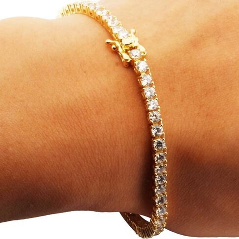 14K Yellow/White/Rose/Black Gold Finish AAA Cubic Zirconia 3-6MM Tennis Chain Necklace Bracelet For Women & Men 6.5″-30″ in Saudi Arabia