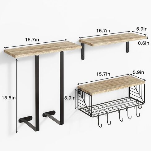 Fixwal Bathroom Floating Shelves Over Toilet Wall Shelves Set with Towel Storage Rack for Bathroom Organization & Wall Decor(Black) in Saudi Arabia