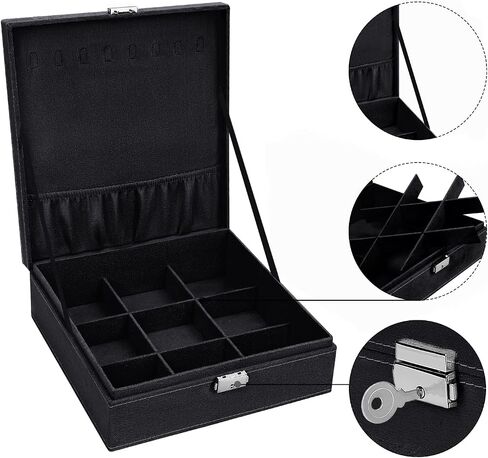 MOSISO Jewelry Box, Jewelry Storage Case Organizer Stackable Double Layer Lockable Display for Women Velvet Necklace Earring Bracelet Ring Watch Brooch Holder, Black in Saudi Arabia
