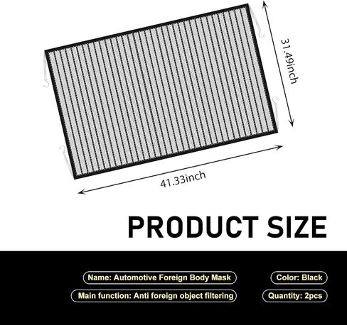 Downhill 2 PCS Front Hood Grille Protection Mesh, Air Intake Dustproof Net with 4 Hooks, 41.33In x 31.49In High-density Net Protector, Universal for Most Cars, Trucks, SUVs (Black) in Saudi Arabia