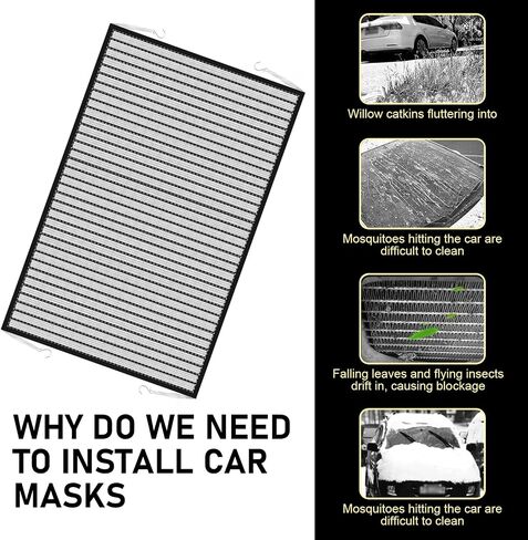 Downhill 2 PCS Front Hood Grille Protection Mesh, Air Intake Dustproof Net with 4 Hooks, 41.33In x 31.49In High-density Net Protector, Universal for Most Cars, Trucks, SUVs (Black) in Saudi Arabia