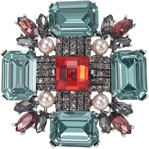 Baroque Rhinestone Brooch Pin for Women Men Vintage Rectangle Crystal Round Ball Victorian Art Deco Brooches Lapel Pins Elegant Dress Accessories Wedding Birthday Jewelry Corsage in Saudi Arabia