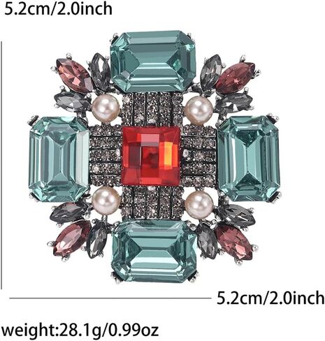Baroque Rhinestone Brooch Pin for Women Men Vintage Rectangle Crystal Round Ball Victorian Art Deco Brooches Lapel Pins Elegant Dress Accessories Wedding Birthday Jewelry Corsage in Saudi Arabia