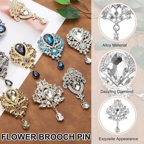PATIKIL Large Rhinestone Brooch, Vintage Crystal Bouquet Pin Gold Brooch Pins for Wedding Bridal Party Birthday Dance Banquet Decoration in Saudi Arabia