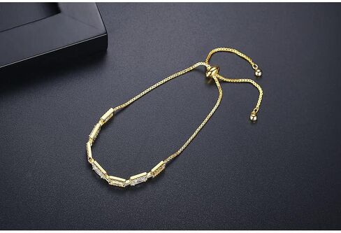 14K Gold Over S925 Silver Rectangular Bracelet for Women, Moissanite Halo Bracelet, Beautiful Jewelry Gift for Her in Kuwait