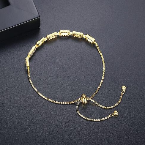 14K Gold Over S925 Silver Rectangular Bracelet for Women, Moissanite Halo Bracelet, Beautiful Jewelry Gift for Her in Kuwait