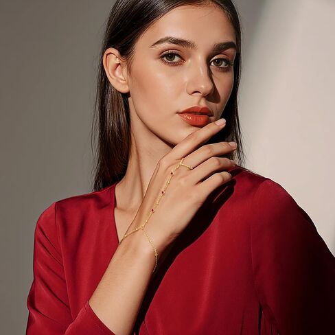 أساور سلسلة يد مطلية بالذهب للنساء، سوار خاتم أنيق مطلي بالذهب مع زركونيا مكعب، مجوهرات عصرية للحفلات وحفلات الزفاف والهدايا in Kuwait