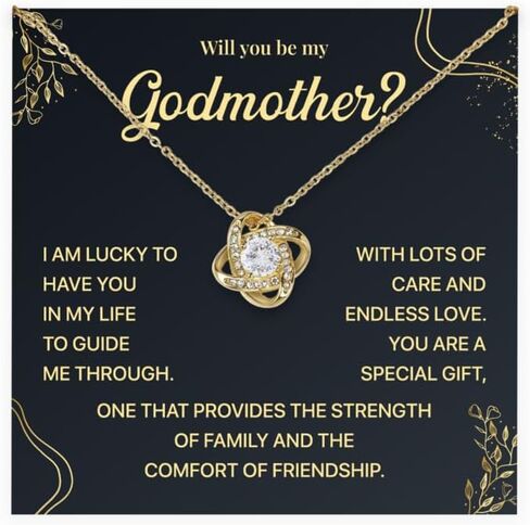 قلادة Will You Be My Godmother، هدية مقترحة من Godson أو Goddaughter، مجوهرات عقدة الحب للأم العرابة، هدية العرابة من Godchild مع بطاقة رسالة مؤثرة وصندوق جميل in Kuwait