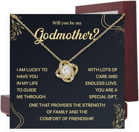 قلادة Will You Be My Godmother، هدية مقترحة من Godson أو Goddaughter، مجوهرات عقدة الحب للأم العرابة، هدية العرابة من Godchild مع بطاقة رسالة مؤثرة وصندوق جميل in Kuwait