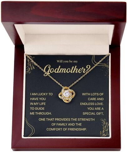 قلادة Will You Be My Godmother، هدية مقترحة من Godson أو Goddaughter، مجوهرات عقدة الحب للأم العرابة، هدية العرابة من Godchild مع بطاقة رسالة مؤثرة وصندوق جميل in Kuwait
