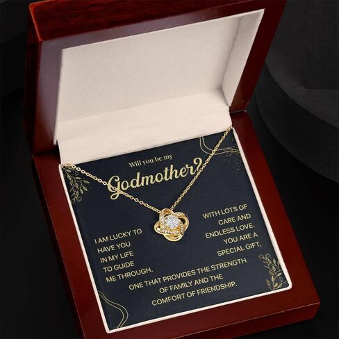 قلادة Will You Be My Godmother، هدية مقترحة من Godson أو Goddaughter، مجوهرات عقدة الحب للأم العرابة، هدية العرابة من Godchild مع بطاقة رسالة مؤثرة وصندوق جميل in Kuwait