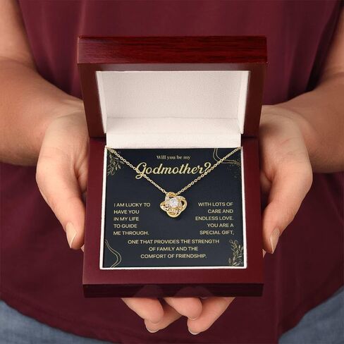 قلادة Will You Be My Godmother، هدية مقترحة من Godson أو Goddaughter، مجوهرات عقدة الحب للأم العرابة، هدية العرابة من Godchild مع بطاقة رسالة مؤثرة وصندوق جميل in Kuwait