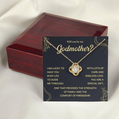 قلادة Will You Be My Godmother، هدية مقترحة من Godson أو Goddaughter، مجوهرات عقدة الحب للأم العرابة، هدية العرابة من Godchild مع بطاقة رسالة مؤثرة وصندوق جميل in Kuwait
