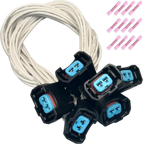 6Pcs Fuel Injector Connector Wiring Harness - Compatible with Acura, Honda, Chevrolet, GMC, Isuzu, Saturn - Replaces 89046626A, S2291, 1802-591317, CONB11232 - Fits Multiple Models (1996-2017) in Saudi Arabia