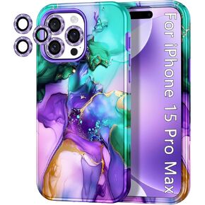 Btscase for iPhone 15 Pro Case 6.1 inch (2023), Marble Pattern 3 in 1 Heavy Duty Shockproof Full Body Hard PC+Soft Silicone Drop Protective Women Girls Cover for iPhone 15 Pro, Rose Gold in Kuwait