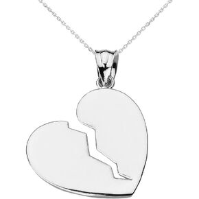 Claddagh Gold Heart Pendants Sterling Silver Broken Necklace, 20" in Saudi Arabia