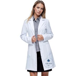Women's Lab Coat, Hip Pockets, Tailored Fit, Concealed Snap Closure, Hard Wearing Fabric, 33" Length in Saudi Arabia