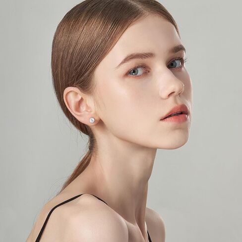 Moissanite Halo Earrings 0.2ct-4ct Moissanite Stud Earrings for Women, 18k White Gold Plated 925 Sterling Silver Men's Diamond Stud Earrings D Color VVS1 Brilliant Cut Simulated Diamond Studs with Push Back Bling Jewelry Gifts in Kuwait