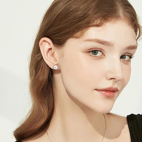 Moissanite Halo Earrings 0.2ct-4ct Moissanite Stud Earrings for Women, 18k White Gold Plated 925 Sterling Silver Men's Diamond Stud Earrings D Color VVS1 Brilliant Cut Simulated Diamond Studs with Push Back Bling Jewelry Gifts in Kuwait