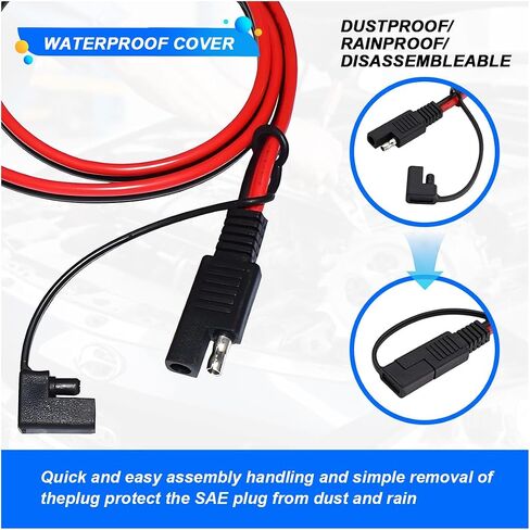 3.2FT 12V 14AWG مشبك تمساح إلى موصل SAE، مشبك تمساح بطارية SAE سريع الإصدار مع سلك، كابل تمديد شحن محول فصل سريع للطاقة الشمسية للسيارة (مشبك تمساح) in Saudi Arabia
