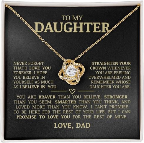 To My Daughter "Believe In Yourself" قلادة عقدة الحب مجوهرات ذات معنى للابنة، هدية عاطفية مدروسة للابنة، هدية عيد ميلاد فريدة من نوعها لها، مجوهرات ثمينة للنساء in Kuwait