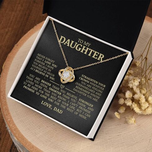 To My Daughter "Believe In Yourself" قلادة عقدة الحب مجوهرات ذات معنى للابنة، هدية عاطفية مدروسة للابنة، هدية عيد ميلاد فريدة من نوعها لها، مجوهرات ثمينة للنساء in Kuwait