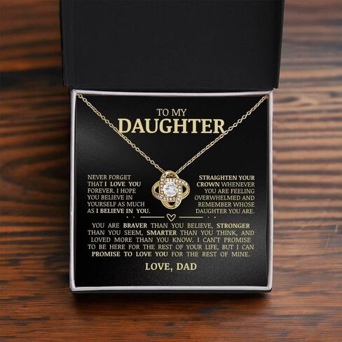 To My Daughter "Believe In Yourself" قلادة عقدة الحب مجوهرات ذات معنى للابنة، هدية عاطفية مدروسة للابنة، هدية عيد ميلاد فريدة من نوعها لها، مجوهرات ثمينة للنساء in Kuwait