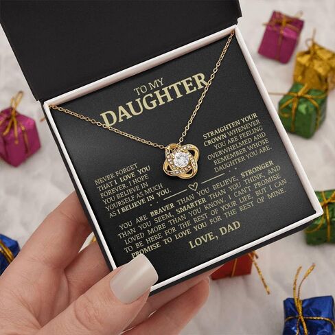 To My Daughter "Believe In Yourself" قلادة عقدة الحب مجوهرات ذات معنى للابنة، هدية عاطفية مدروسة للابنة، هدية عيد ميلاد فريدة من نوعها لها، مجوهرات ثمينة للنساء in Kuwait