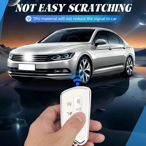 لغطاء Volkswagen Key Fob، حافظة مفاتيح ناعمة من مادة TPU للحماية الكاملة متوافقة مع VW Golf GTI Skoda Octavia ID3 ID4 MK8، 5 أزرار (فضي وردي) in Kuwait