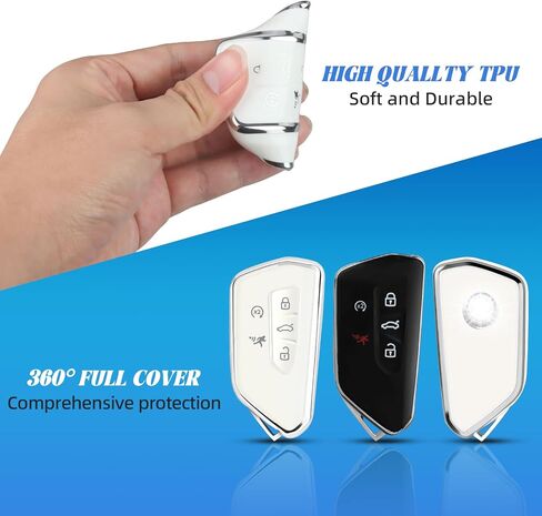 لغطاء Volkswagen Key Fob، حافظة مفاتيح ناعمة من مادة TPU للحماية الكاملة متوافقة مع VW Golf GTI Skoda Octavia ID3 ID4 MK8، 5 أزرار (فضي وردي) in Kuwait