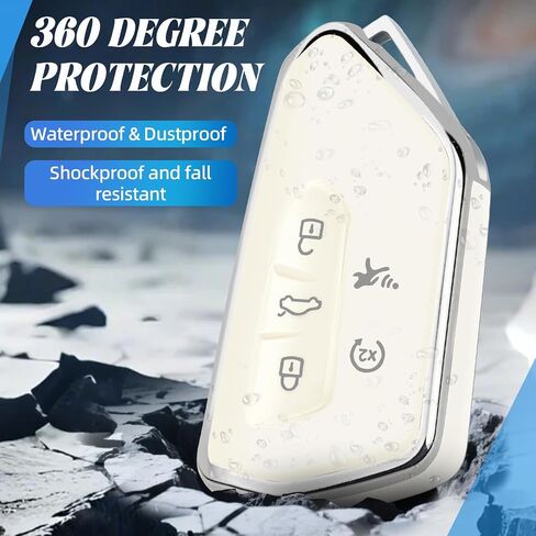 لغطاء Volkswagen Key Fob، حافظة مفاتيح ناعمة من مادة TPU للحماية الكاملة متوافقة مع VW Golf GTI Skoda Octavia ID3 ID4 MK8، 5 أزرار (فضي وردي) in Kuwait