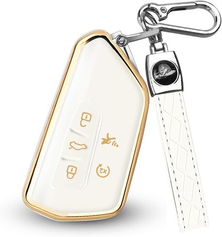 لغطاء Volkswagen Key Fob، حافظة مفاتيح ناعمة من مادة TPU للحماية الكاملة متوافقة مع VW Golf GTI Skoda Octavia ID3 ID4 MK8، 5 أزرار (فضي وردي) in Kuwait