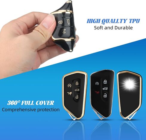 لغطاء Volkswagen Key Fob، حافظة مفاتيح ناعمة من مادة TPU للحماية الكاملة متوافقة مع VW Golf GTI Skoda Octavia ID3 ID4 MK8، 5 أزرار (فضي وردي) in Saudi Arabia