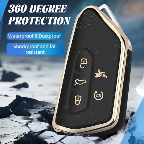 لغطاء Volkswagen Key Fob، حافظة مفاتيح ناعمة من مادة TPU للحماية الكاملة متوافقة مع VW Golf GTI Skoda Octavia ID3 ID4 MK8، 5 أزرار (فضي وردي) in Saudi Arabia