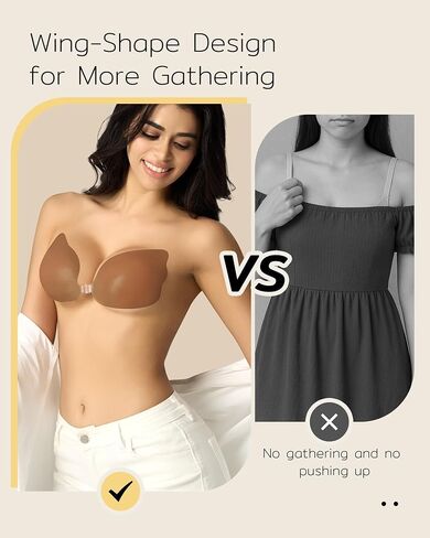 Niidor Strapless Bra, Sticky Bras Adhesive Bra Invisible Silicone Bra Stick On Bra for Backless Dress with Nipple Covers in Saudi Arabia