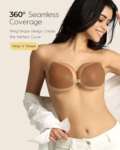 Niidor Strapless Bra, Sticky Bras Adhesive Bra Invisible Silicone Bra Stick On Bra for Backless Dress with Nipple Covers in Saudi Arabia