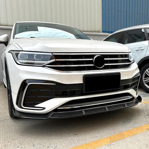 طقم الشفاه المصد الأمامي الفاصل لسيارة VW Tiguan R Line 2021-2023 أسود لامع in Kuwait
