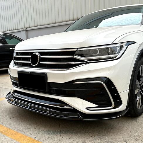 طقم الشفاه المصد الأمامي الفاصل لسيارة VW Tiguan R Line 2021-2023 أسود لامع in Kuwait