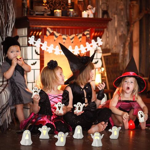 Wesiti 6 Pcs Ceramic Ghost Light up Halloween Decorations Indoor Small White Ghost Figurines Gothic Home Decor Spooky Statue Gift for Desk Tabletop Centerpieces Party Props in Saudi Arabia