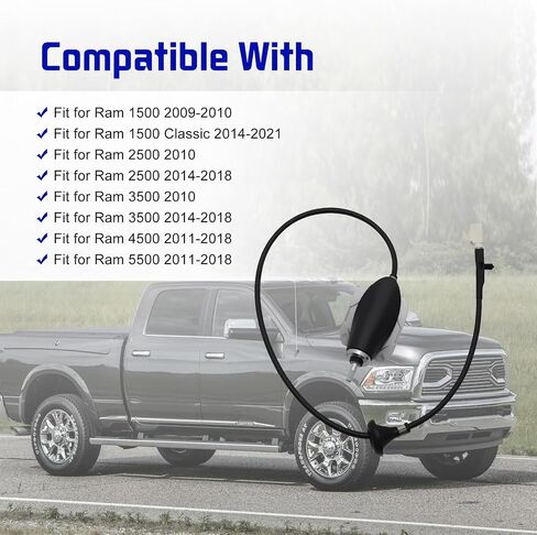 Radio Antenna Base Antenna Cable Assembly with Adapter Cover Compatible with Ram 1500 2009-2010, Ram 1500 Classic 2014-2021, Ram 2500 3500 4500 5500, Replacement for 926-833, 5064394AG in Saudi Arabia