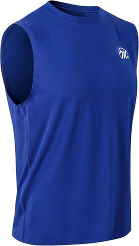 Men's Tank Tops Sleeveless Shirts Workout Athletic Muscle Mesh Dry Fit Gym Training Active Athletic Blue in Saudi Arabia