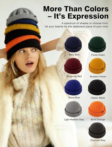 Comhats M/L/XL/XXL Short Fisherman Beanies Hat Men Women, Trawler Knit Winter Hat, Light Warmth Skull Cap for Fall Spring in Saudi Arabia