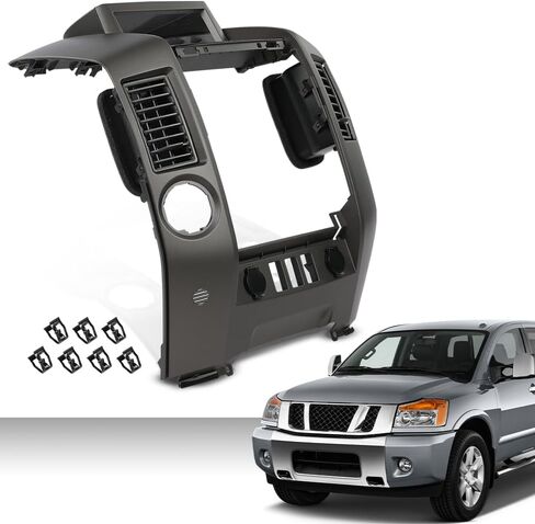 DOTCOM لوحة القيادة المركزية داش الحافة مع حافة مكبر الصوت، مناسب لنيسان تيتان SE LE 2004 2005 2006/Fit Nissan Armada SE LE 2005 2006، رمادي مركز داش راديو Ac Bezel 682577S000 in Kuwait
