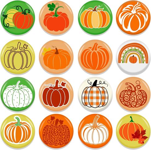 HOWAF 32pcs الخريف اليقطين دبوس زر السائبة الخريف الحصاد Pinback أزرار لعيد الشكر الخريف حزب أكياس الزينة، سقوط الطرف الديكور شارة القرع دبوس للملابس / حقيبة الظهر / القبعات / الجينز in Saudi Arabia