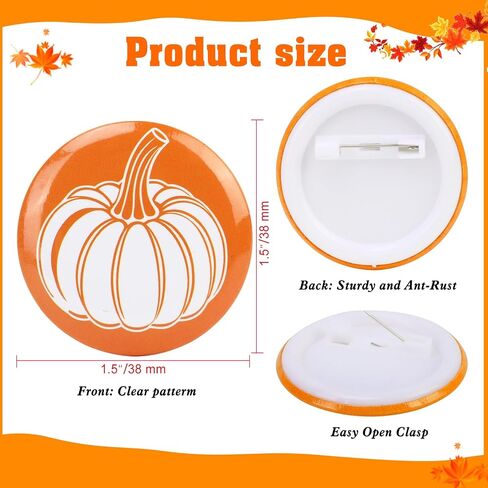 HOWAF 32pcs الخريف اليقطين دبوس زر السائبة الخريف الحصاد Pinback أزرار لعيد الشكر الخريف حزب أكياس الزينة، سقوط الطرف الديكور شارة القرع دبوس للملابس / حقيبة الظهر / القبعات / الجينز in Saudi Arabia