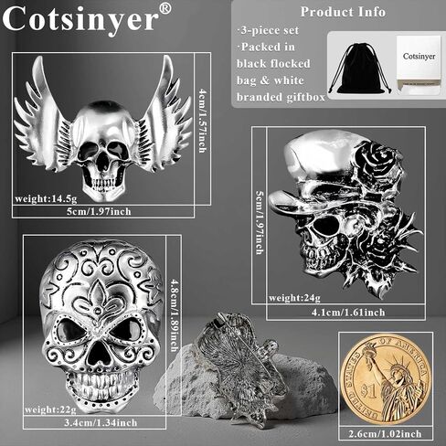 Vintage Gothic Skull Brooch Set - Pirate Style Costume Pins for Men & Women,Festival Gift Jewelry in Saudi Arabia