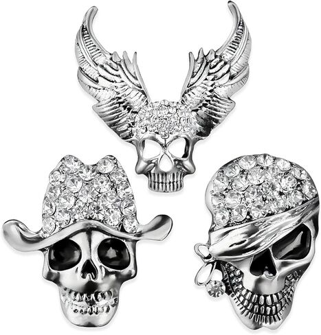 Vintage Gothic Skull Brooch Set - Pirate Style Costume Pins for Men & Women,Festival Gift Jewelry in Saudi Arabia